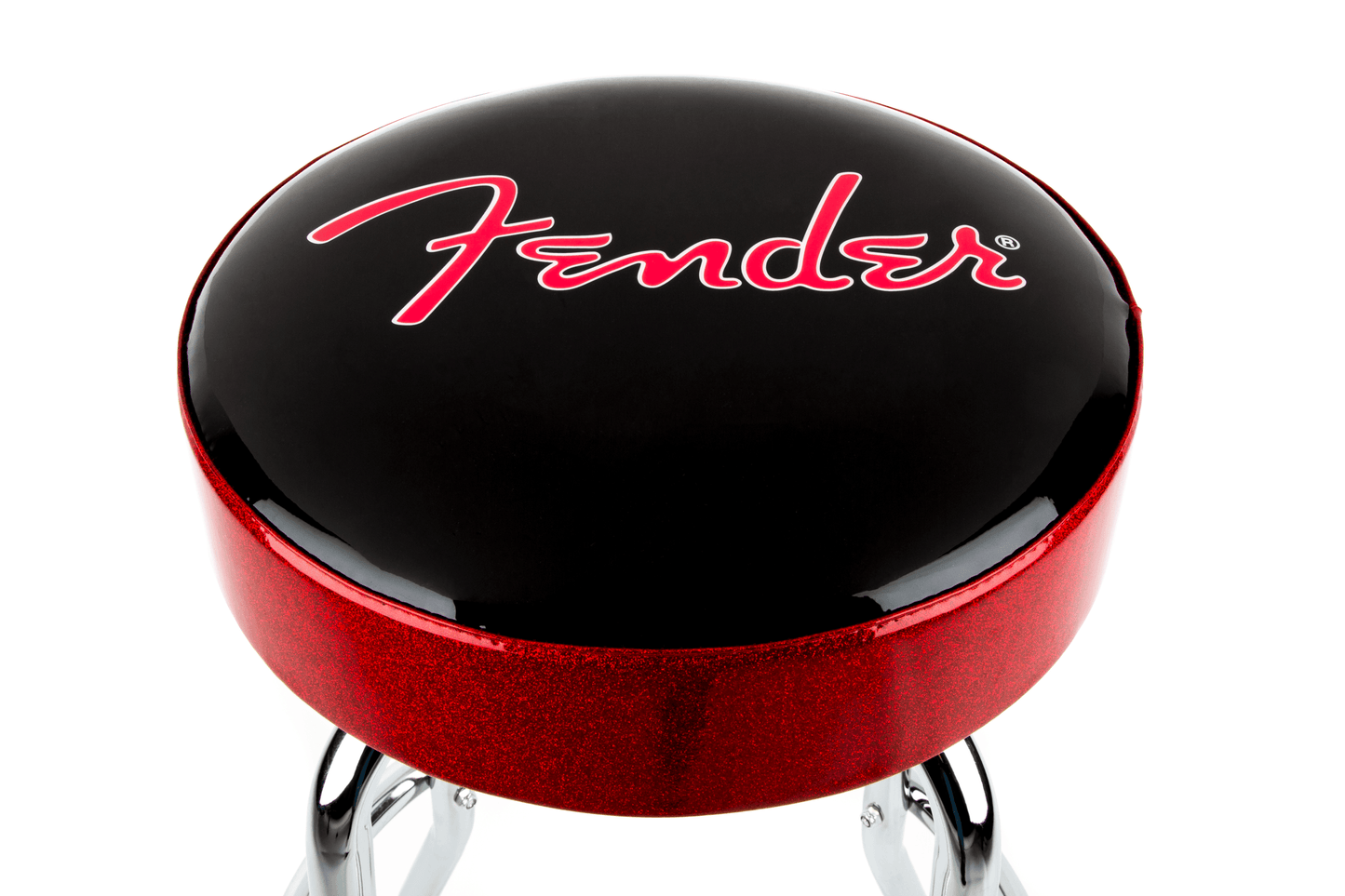Fender® Red Sparkle Logo Barstool, Black and Red Sparkle