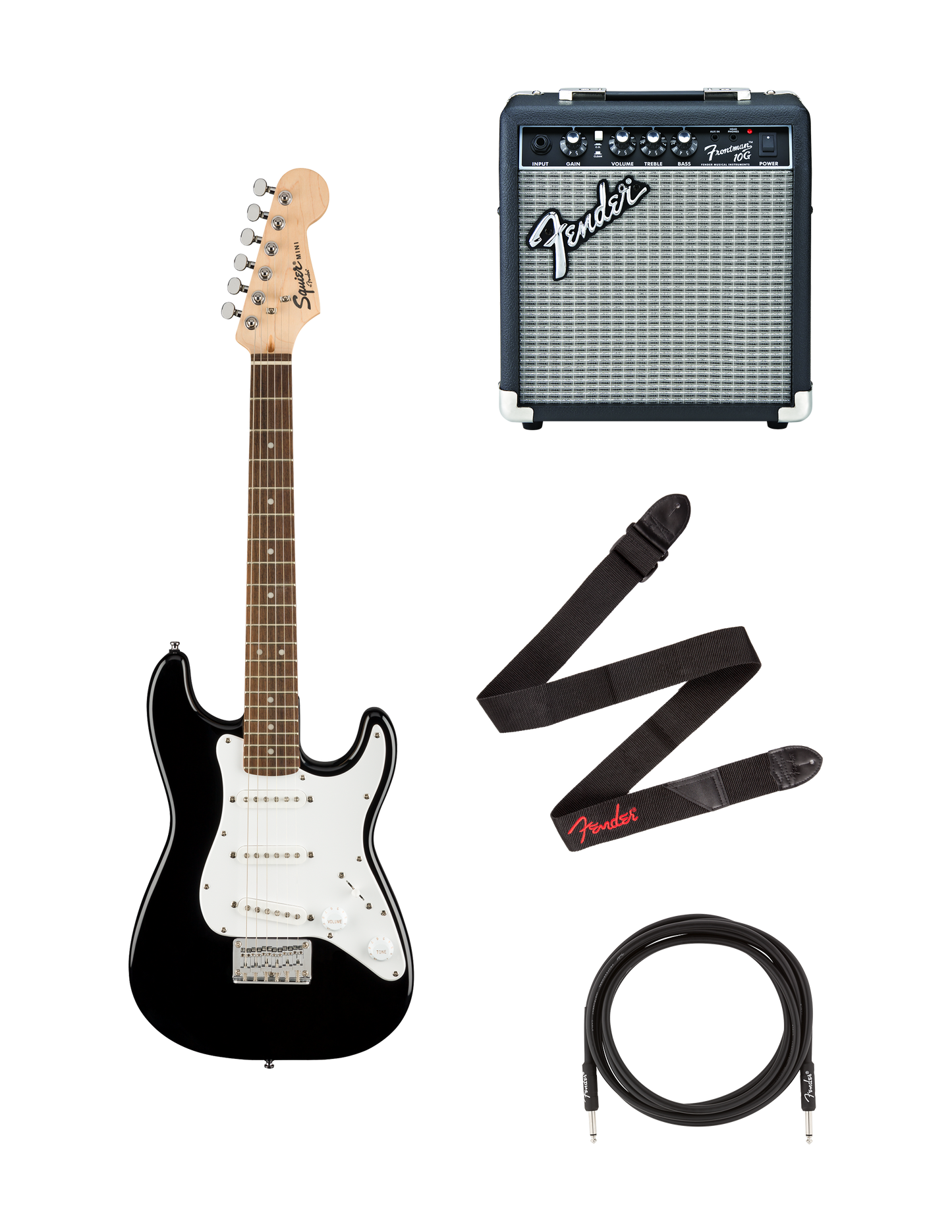 Squier Mini Stratocaster Bundle, Schwarz
